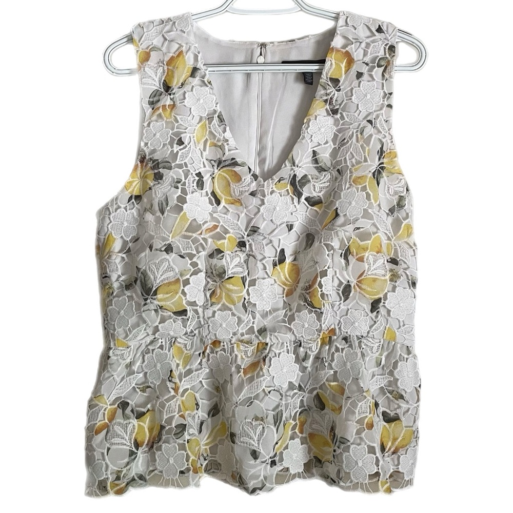 White House Black Market Sleeveless Lace Peplum Top
